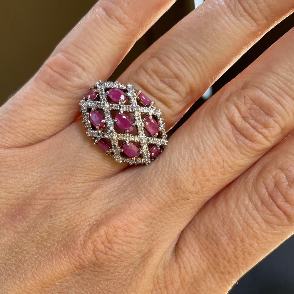 Technibond Ruby Cluster Ring - image 1
